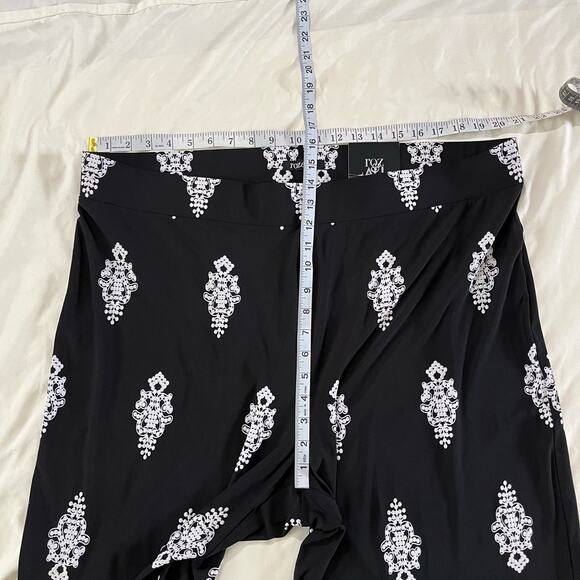 NWT Roz & Ali Plus Size Black Boho Wide Leg Pant Plus Sz 3X Casual Stretch - Picture 8 of 9